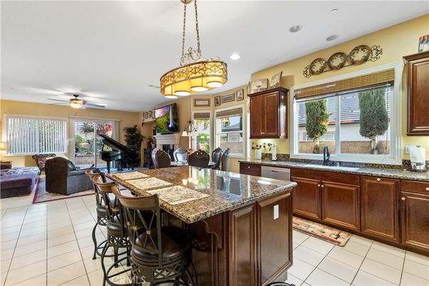 Dining room, Fireplace, Interior, Kitchen, Living room, Pendant Lights, Recessed Lighting