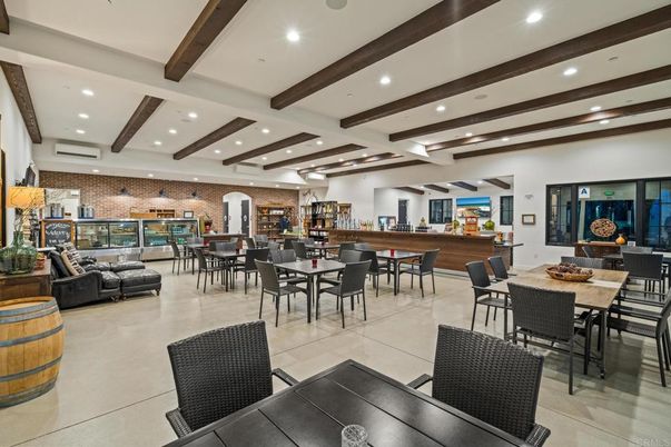 Dining room, Interior, Recessed Lighting, Stone Walls, Wooden Beams