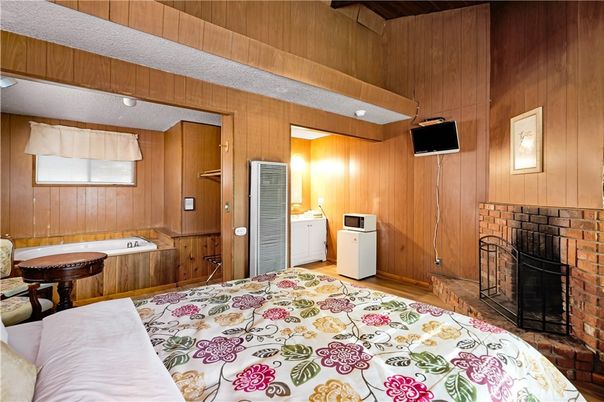 Bedroom, Fireplace, Interior, Wooden Walls