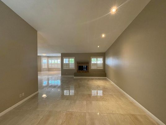Empty room, Fireplace, Interior, Recessed Lighting
