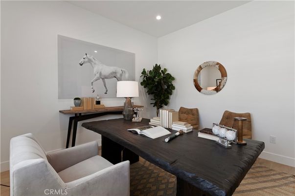 Home Office, Interior, Recessed Lighting, Wood Texture Flooring