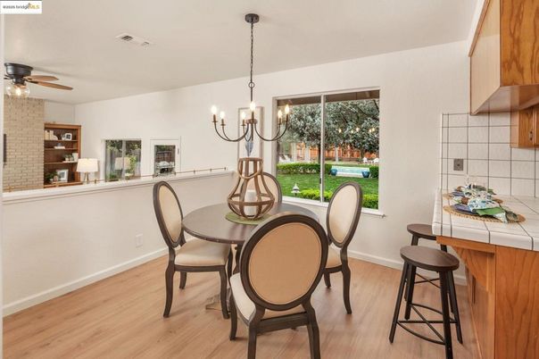 Chandelier, Dining room, Interior, Wood Texture Flooring