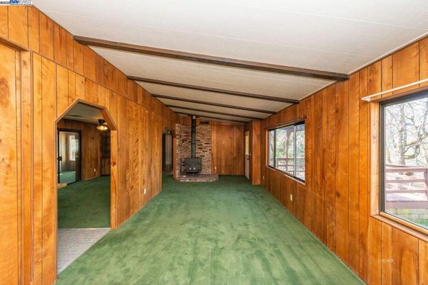 Empty room, Fireplace, Interior, Wooden Walls