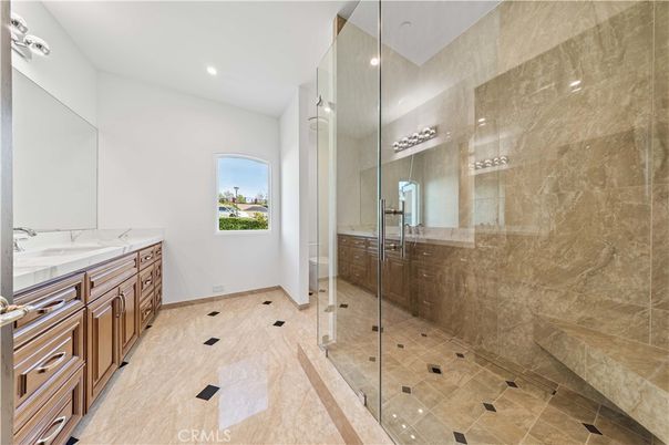 Bathroom, Dual Sink Vanities, Glass Shower, Interior, Recessed Lighting