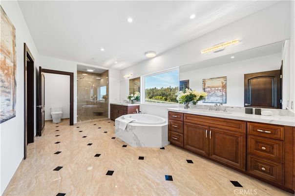 Bathroom, Dual Sink Vanities, Glass Shower, Interior, Recessed Lighting