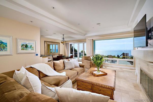 Dining room, Fireplace, Interior, Living room, Pendant Lights, Recessed Lighting, Water