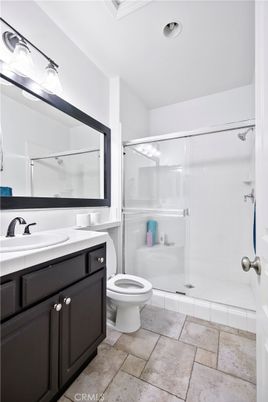 Bathroom, Glass Shower, Interior, Recessed Lighting, Tile Countertops