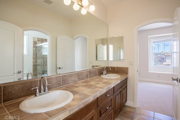 Bathroom, Dual Sink Vanities, Glass Shower, Interior, Tile Countertops