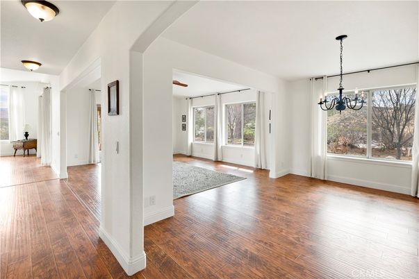Chandelier, Empty room, Interior, Wood Texture Flooring