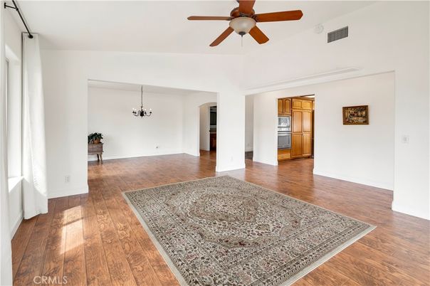 Chandelier, Empty room, Interior, Kitchen, Wood Texture Flooring