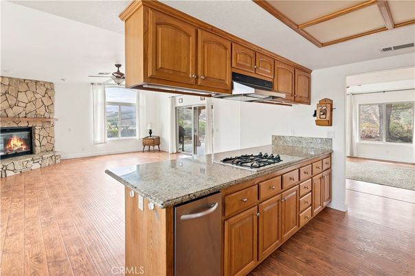Fireplace, Interior, Kitchen, Wood Texture Flooring