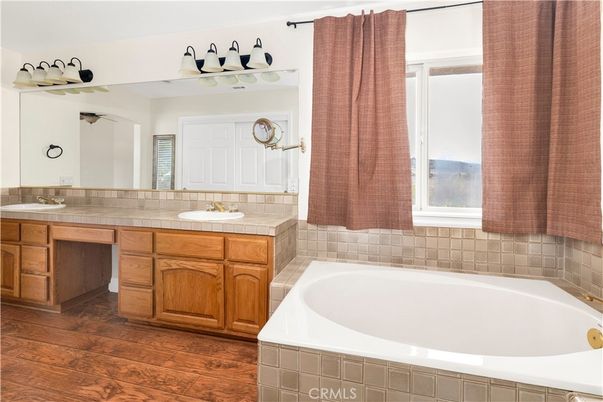 Bathroom, Dual Sink Vanities, Interior, Wood Texture Flooring