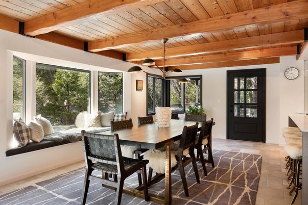 Dining room, Interior, Pendant Lights, Wooden Beams, Wooden Ceilings