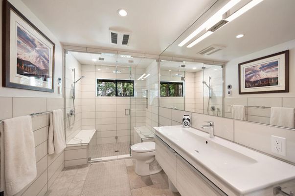 Bathroom, Glass Shower, Interior, Recessed Lighting