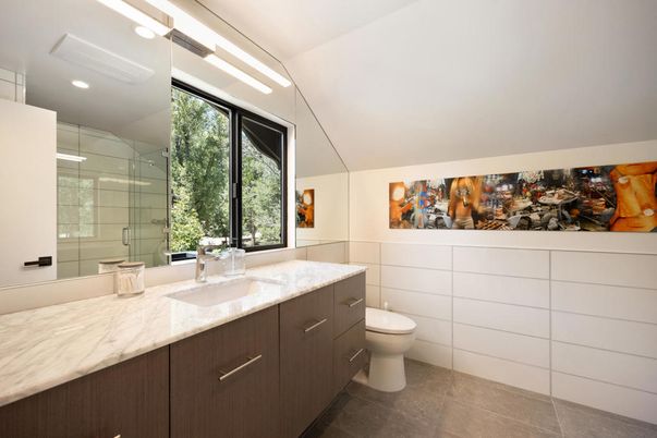 Bathroom, Glass Shower, Interior, Recessed Lighting