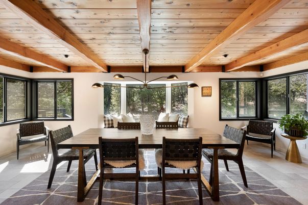 Dining room, Interior, Pendant Lights, Wooden Beams, Wooden Ceilings