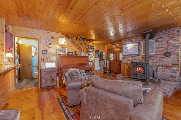 Fireplace, Interior, Living room, Stone Walls, Wooden Ceilings, Wood Texture Flooring, Wooden Walls