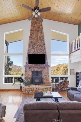 Fireplace, Interior, Living room, Stone Walls, Wooden Ceilings, Wood Texture Flooring