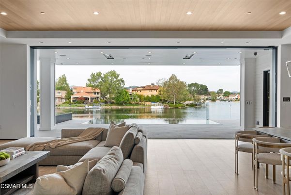 Exterior, Lake, Recessed Lighting, Wooden Ceilings, Wood Texture Flooring