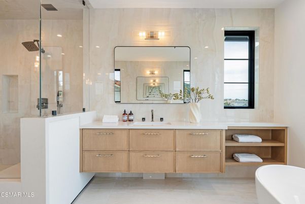 Bathroom, Dual Sink Vanities, Free Standing Baths, Glass Shower, Interior