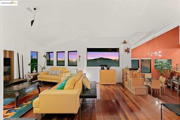 Dining room, Interior, Living room, Pendant Lights, Water, Wood Texture Flooring