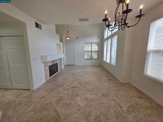 Chandelier, Empty room, Fireplace, Interior, Pendant Lights