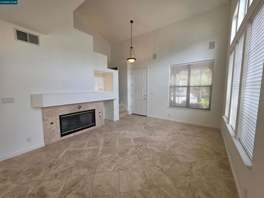 Empty room, Fireplace, Interior, Pendant Lights