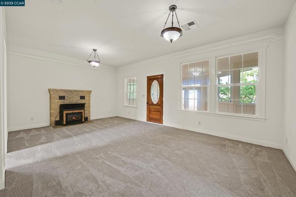 Empty room, Fireplace, Interior, Pendant Lights