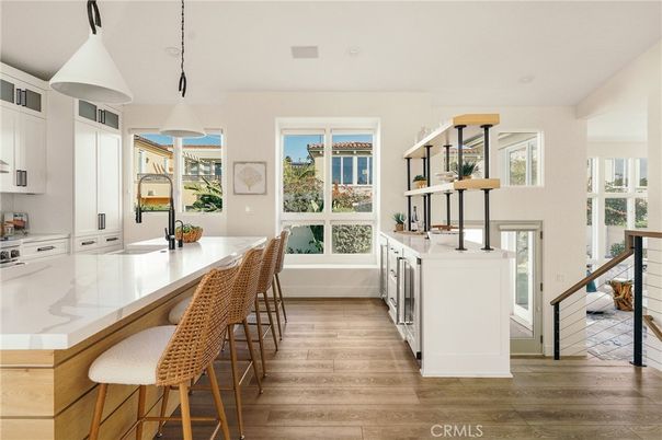 Interior, Kitchen, Pendant Lights, Wood Texture Flooring