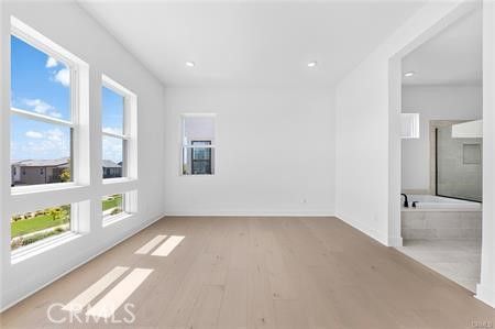 Bathroom, Empty room, Interior, Recessed Lighting, Wood Texture Flooring