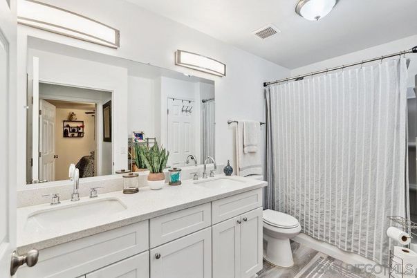 Bathroom, Dual Sink Vanities, Interior, Wood Texture Flooring