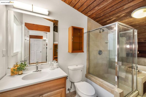 Bathroom, Glass Shower, Interior, Wooden Ceilings