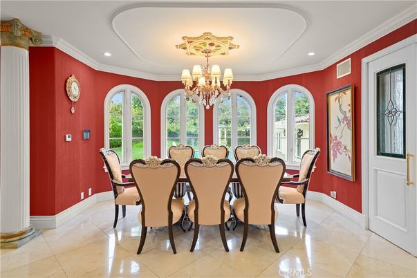 Chandelier, Dining room, Interior, Recessed Lighting