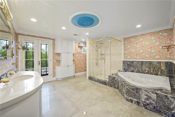 Bathroom, Glass Shower, Interior, Recessed Lighting