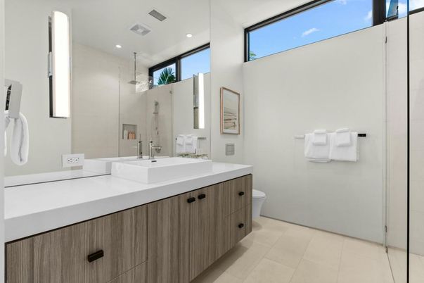 Bathroom, Glass Shower, Interior, Recessed Lighting