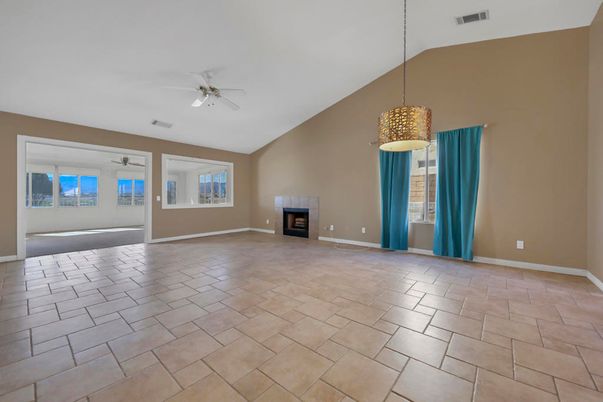 Empty room, Fireplace, Interior, Pendant Lights