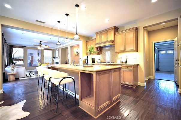 Interior, Kitchen, Pendant Lights, Recessed Lighting, Wood Texture Flooring