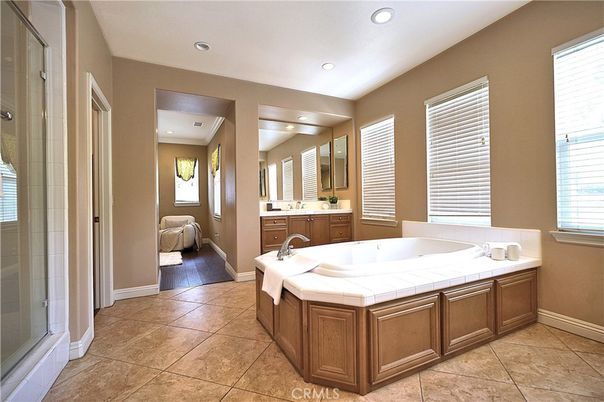 Bathroom, Dual Sink Vanities, Interior, Recessed Lighting, Tile Countertops