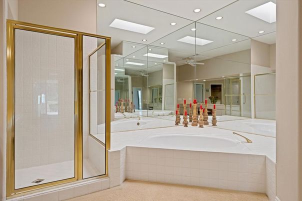 Bathroom, Glass Shower, Interior, Recessed Lighting