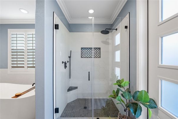 Bathroom, Glass Shower, Interior, Recessed Lighting