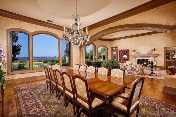 Chandelier, Dining room, Fireplace, Interior, Living room, Wood Texture Flooring