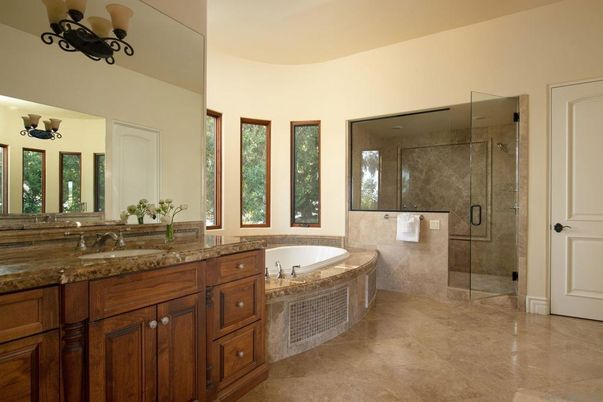 Bathroom, Dual Sink Vanities, Glass Shower, Interior