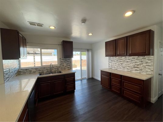Interior, Kitchen, Recessed Lighting, Wood Texture Flooring