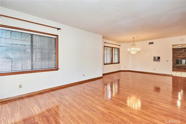Chandelier, Empty room, Fireplace, Interior, Wood Texture Flooring
