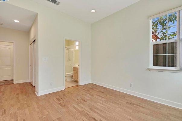 Bathroom, Empty room, Interior, Recessed Lighting, Wood Texture Flooring