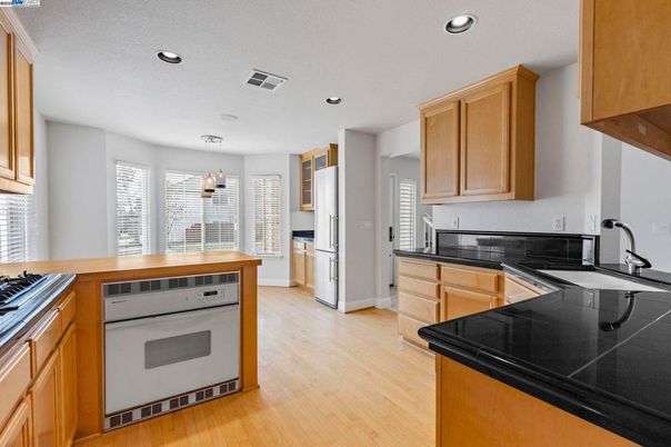 Interior, Kitchen, Pendant Lights, Recessed Lighting, Wood Texture Flooring