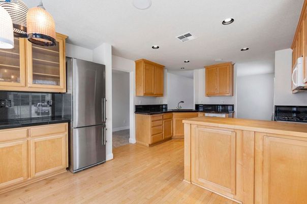 Interior, Kitchen, Recessed Lighting, Wood Texture Flooring
