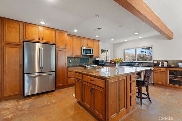 Interior, Kitchen, Recessed Lighting, Stainless Steel Appliances, Wooden Beams