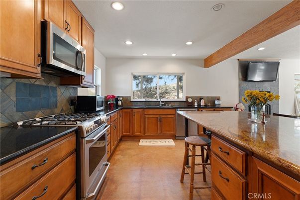 Interior, Kitchen, Recessed Lighting, Stainless Steel Appliances, Wooden Beams