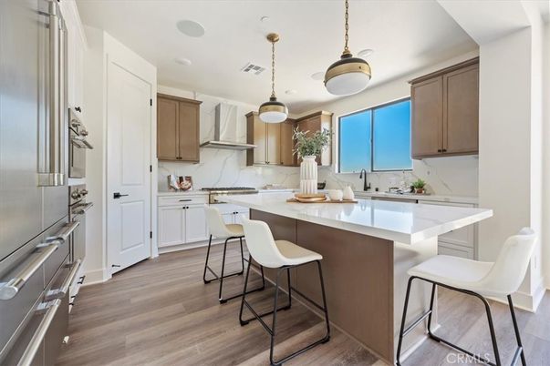 Interior, Kitchen, Pendant Lights, Stainless Steel Appliances, Wood Texture Flooring